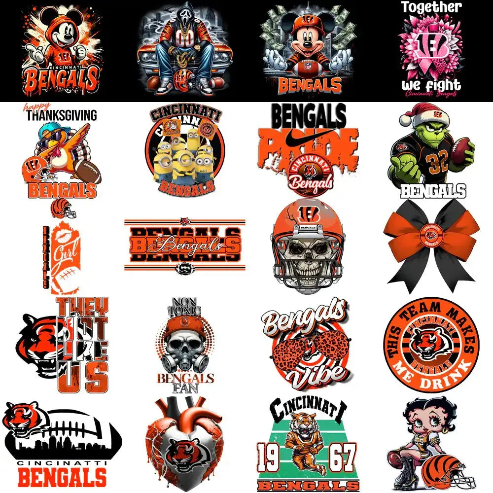 49 Cincinnati Bengals V2 Football Designs Bundle PNG