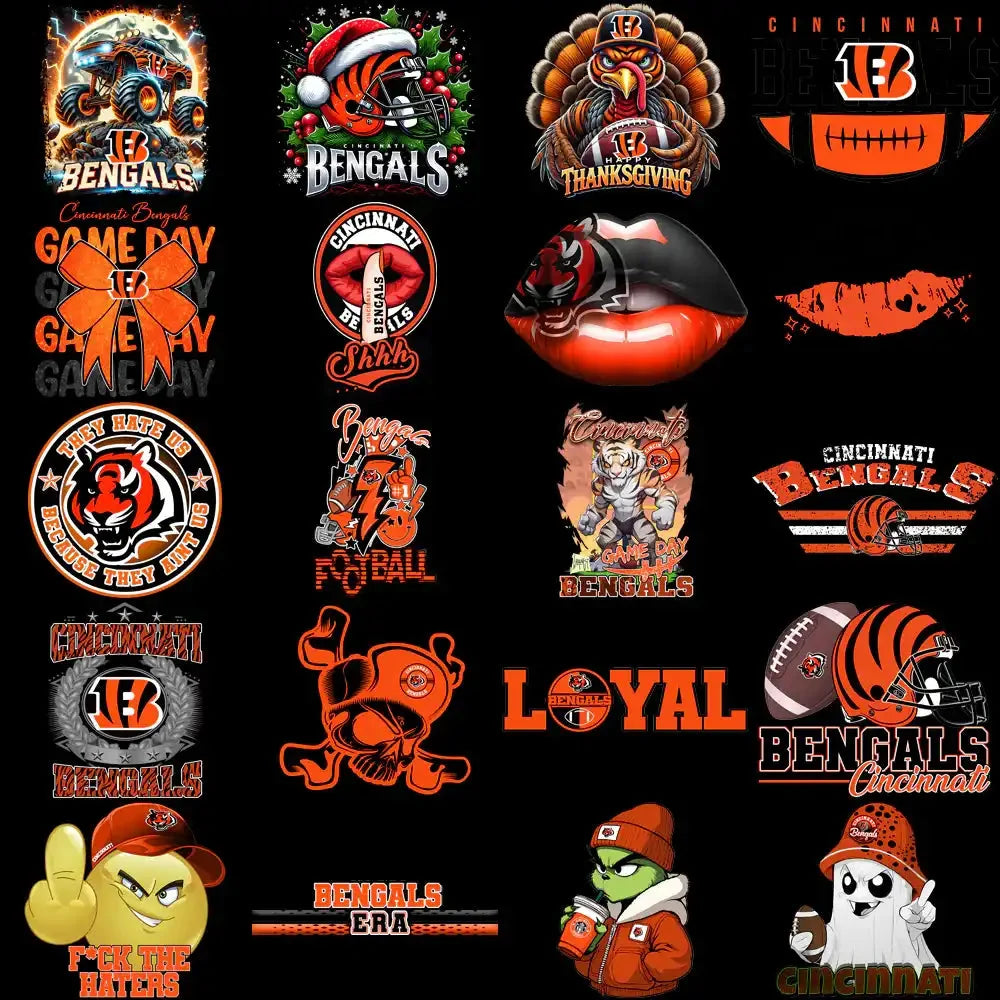49 Cincinnati Bengals V3 Football Designs Bundle PNG