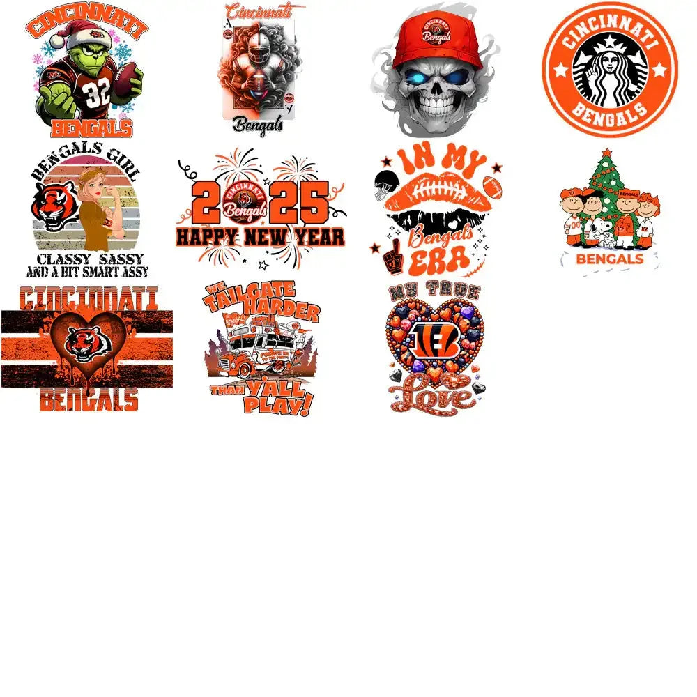 49 Cincinnati Bengals V3 Football Designs Bundle PNG
