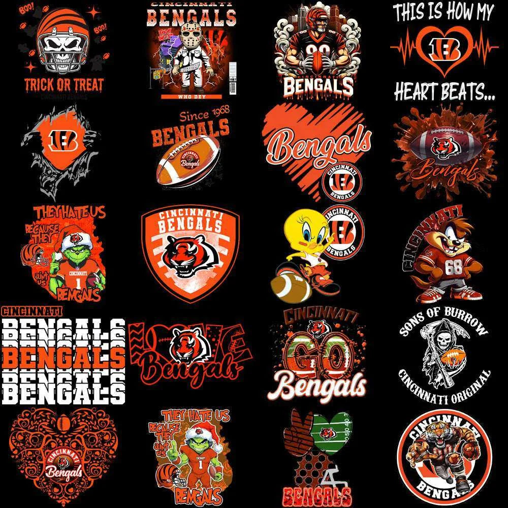 49 Cincinnati Bengals V4 Football Designs Bundle PNG