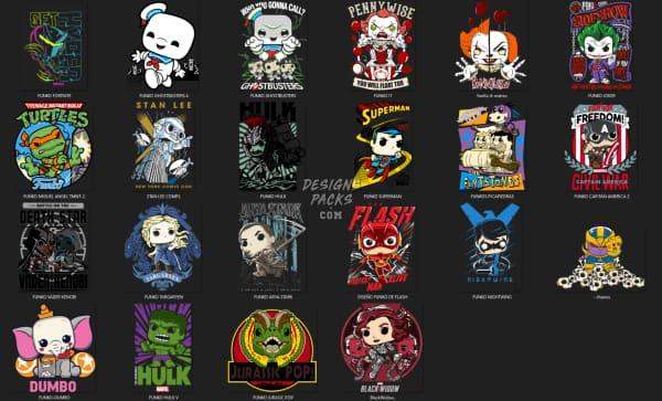 49 Funko Popculture Designs Bundle PNG PDF DESIGNSPACKS