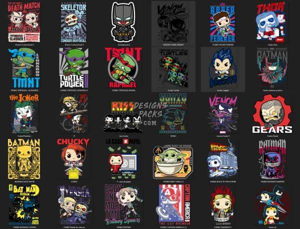 49 Funko Popculture Designs Bundle PNG PDF DESIGNSPACKS