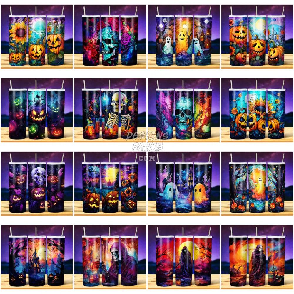 49 Halloween Watercolor Ink Tumbler Wrap Bundle Jpg