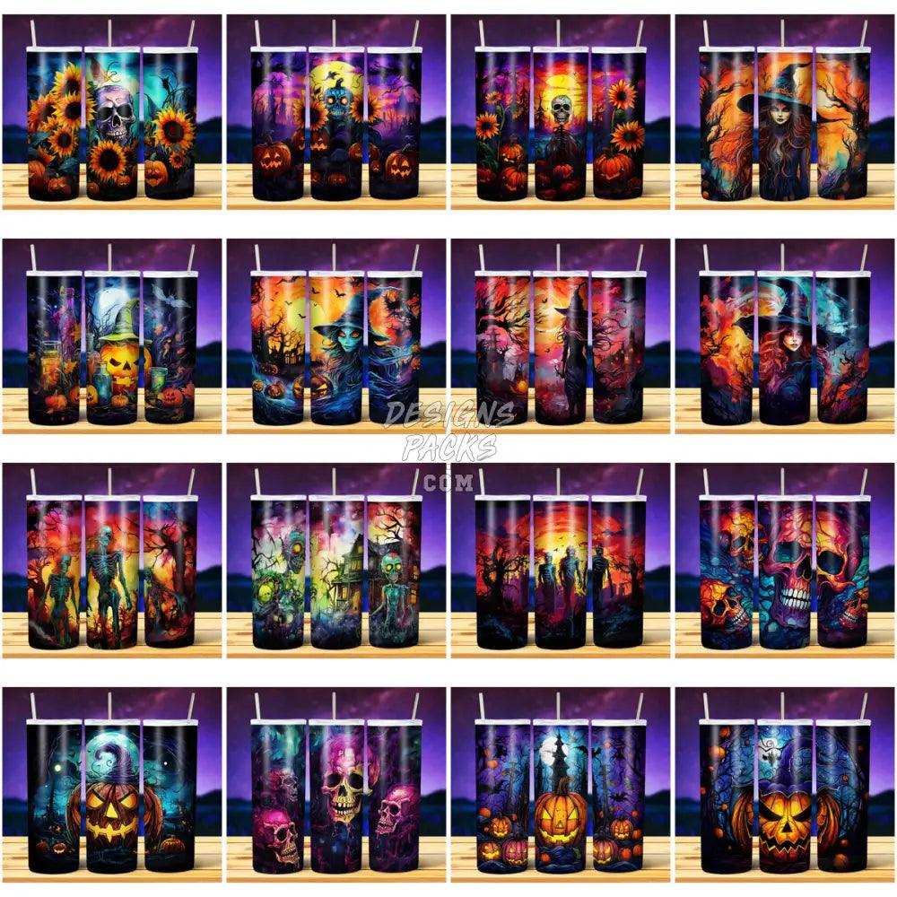 49 Halloween Watercolor Ink Tumbler Wrap Bundle Jpg