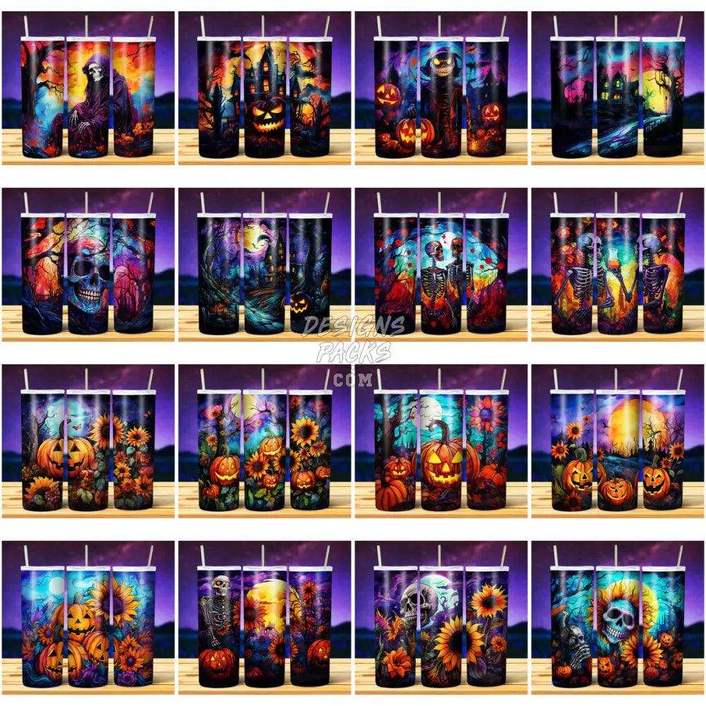 49 Halloween Watercolor Ink Tumbler Wrap Bundle Jpg