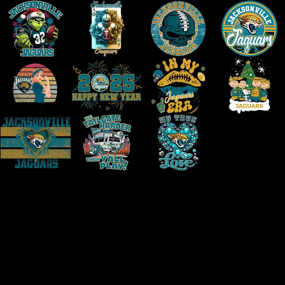 49 Jacksonville Jaguars V3 Football Designs Bundle PNG