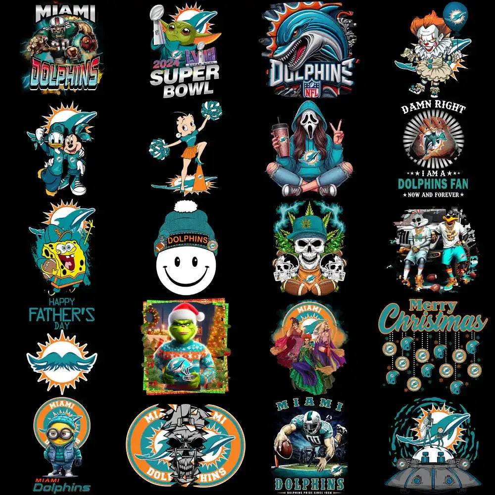 49 Miami Dolphins V4 Football Designs Bundle PNG