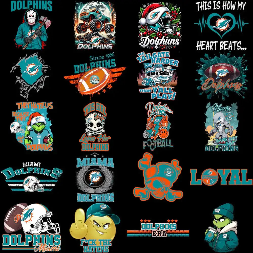 49 Miami Dolphins V4 Football Designs Bundle PNG