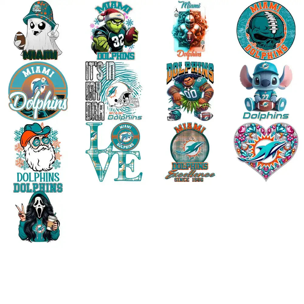 49 Miami Dolphins V4 Football Designs Bundle PNG