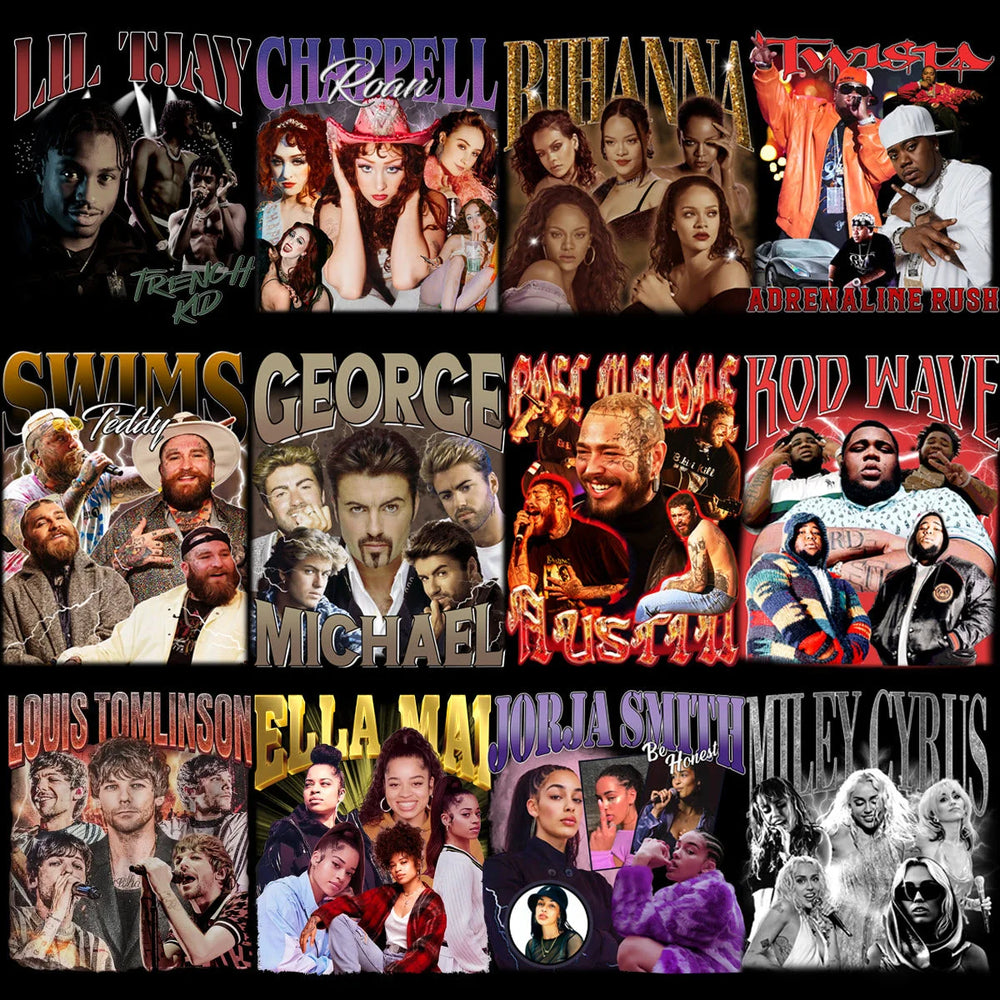 49 Music Pop Rap Stars Bootleg Artists Mixed Designs Bundle PNG