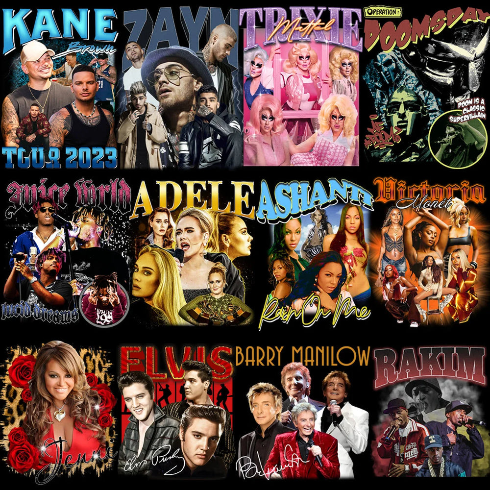 49 Music Pop Rap Stars Bootleg Artists Mixed Designs Bundle PNG