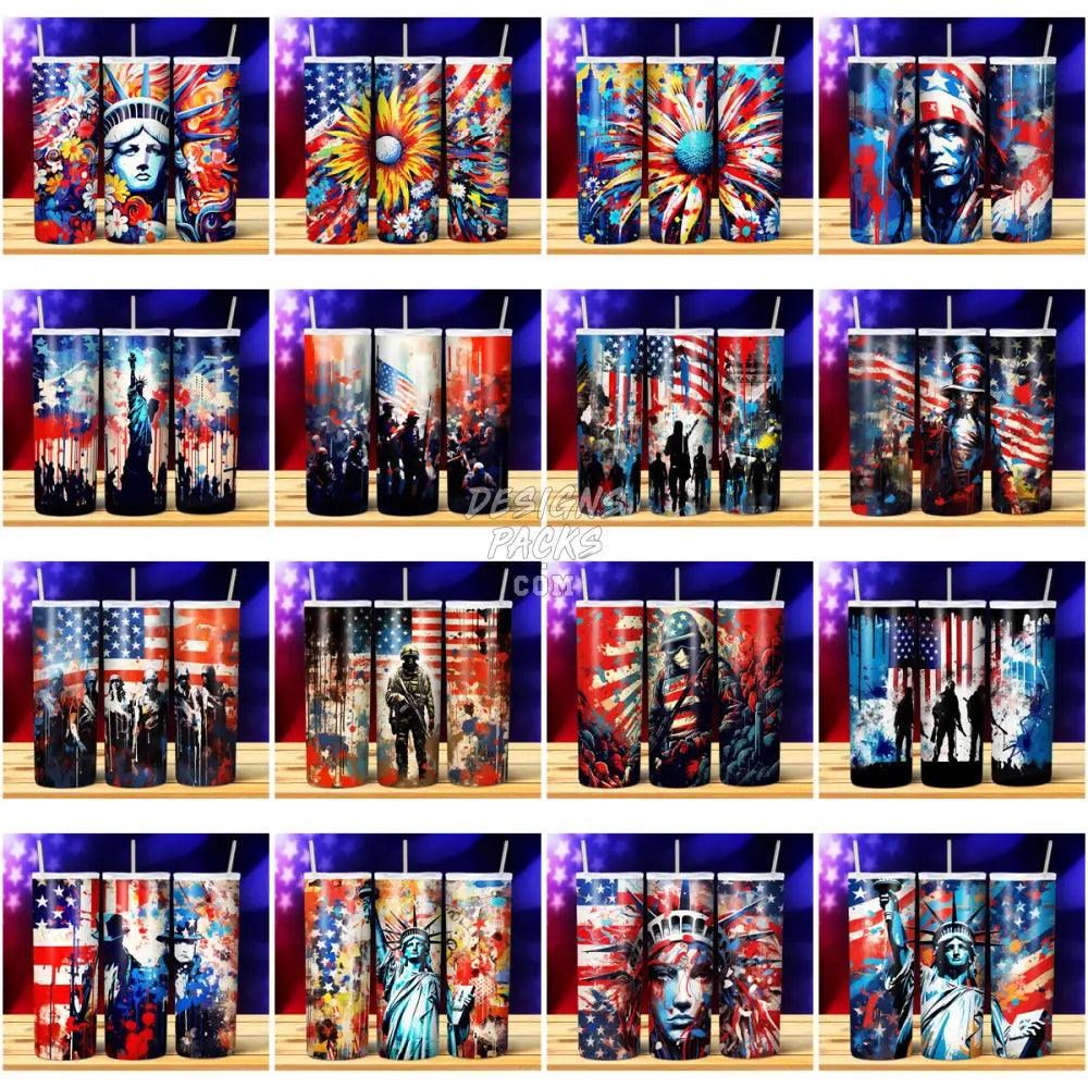 49 Patriotic Grafitti Tumbler Wrap Bundle Jpg