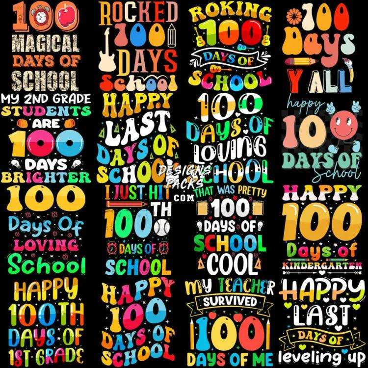 49 Text Style 100 Days Of School Designs Bundle Png Eps