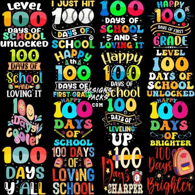 49 Text Style 100 Days Of School Designs Bundle Png Eps