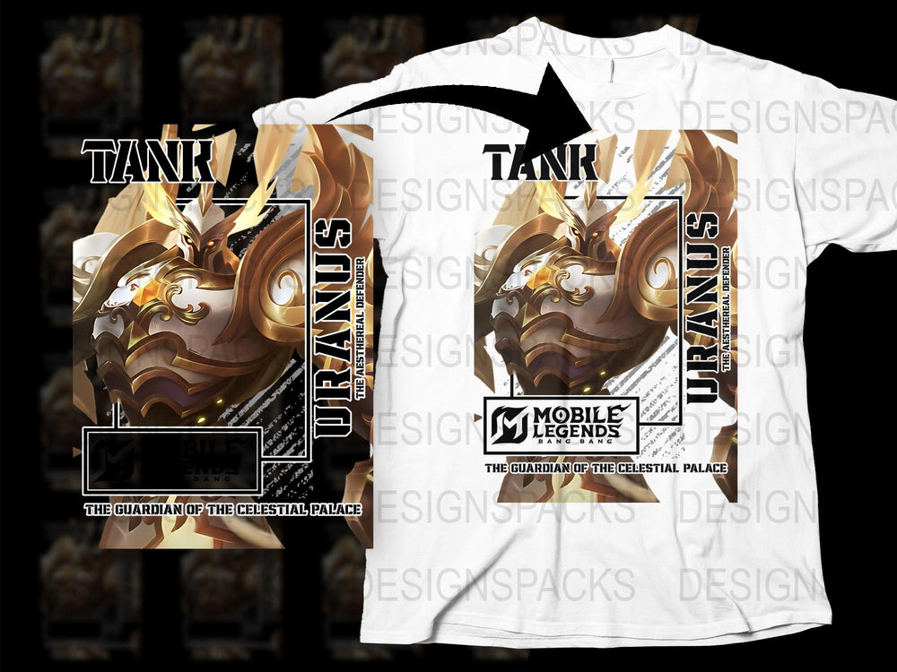 Mobile Legends Tank Uranus T-Shirt, Guardian of the Celestial Palace Graphic Tee, Gaming Apparel, Fan Merchandise