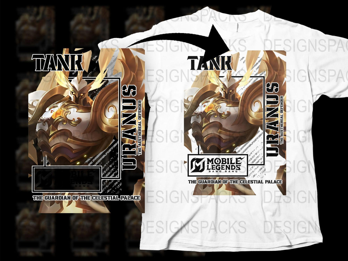 Mobile Legends Tank Uranus T-Shirt, Guardian of the Celestial Palace Graphic Tee, Gaming Apparel, Fan Merchandise