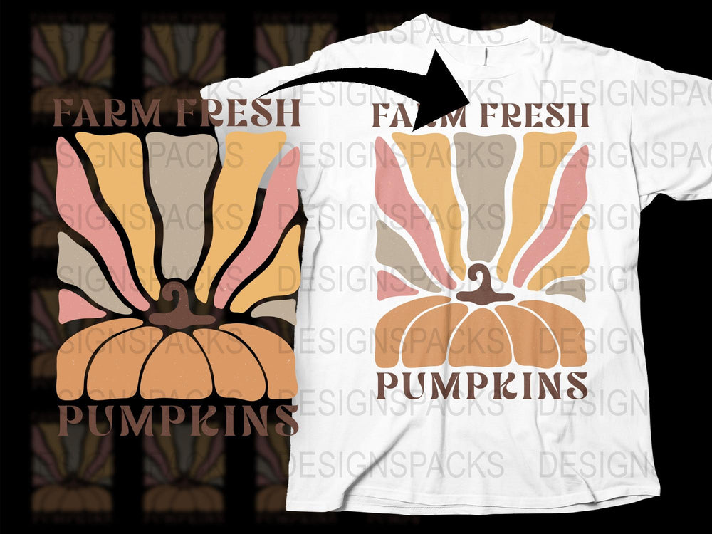 Farm Fresh Pumpkins T-Shirt, Autumn Harvest Graphic Tee, Vintage Pumpkin Design, Fall Fashion Casual Wear