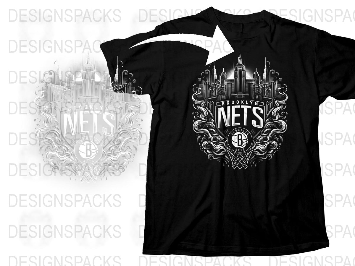 Brooklyn Nets T-Shirt, Urban Skyline Graphic Tee, Black Sports Fan Apparel, NBA Team Shirt