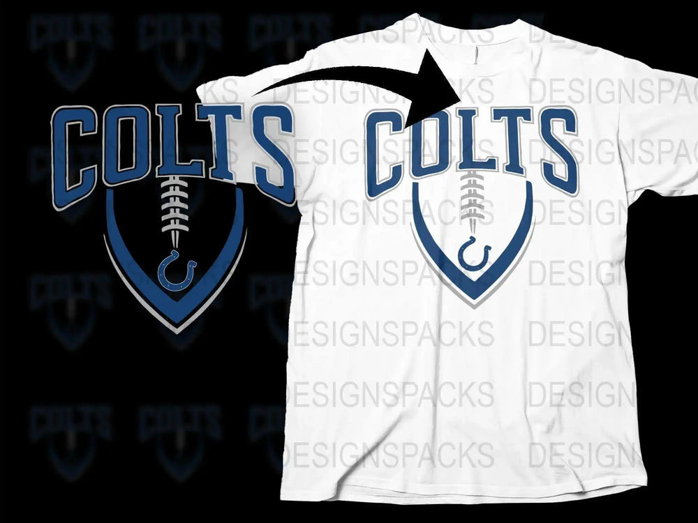 Colts Football Team Logo T-Shirt, Sports Fan Apparel, Casual White Graphic Tee, Gift for Sports Lovers