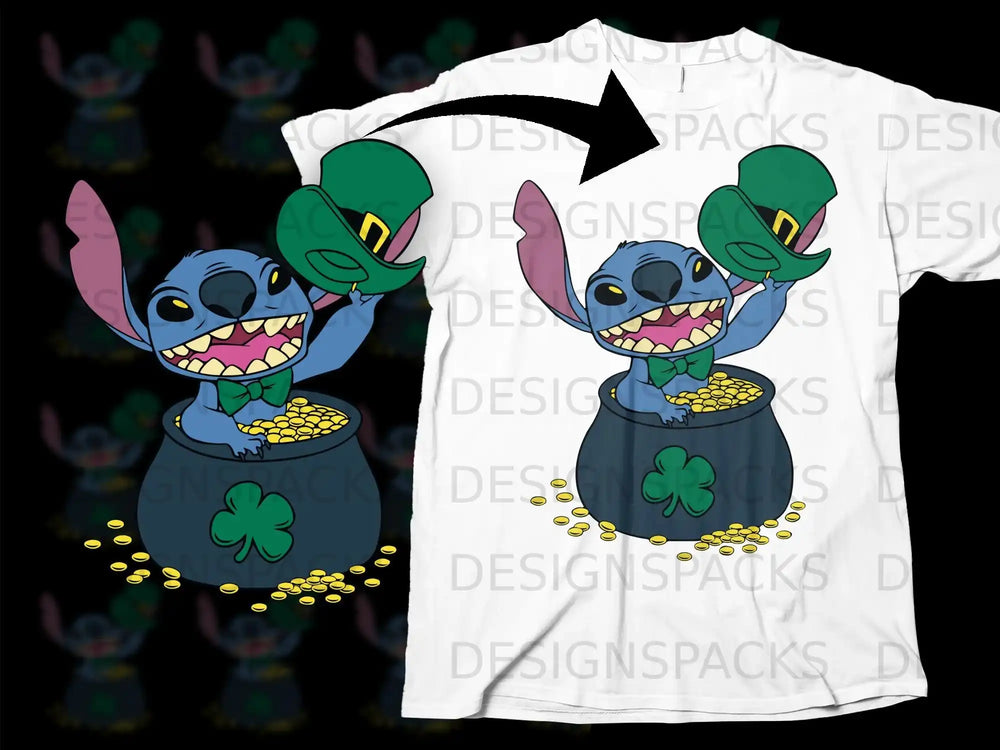 Stitch Leprechaun Hat Pot Gold Shamrock Coins product type