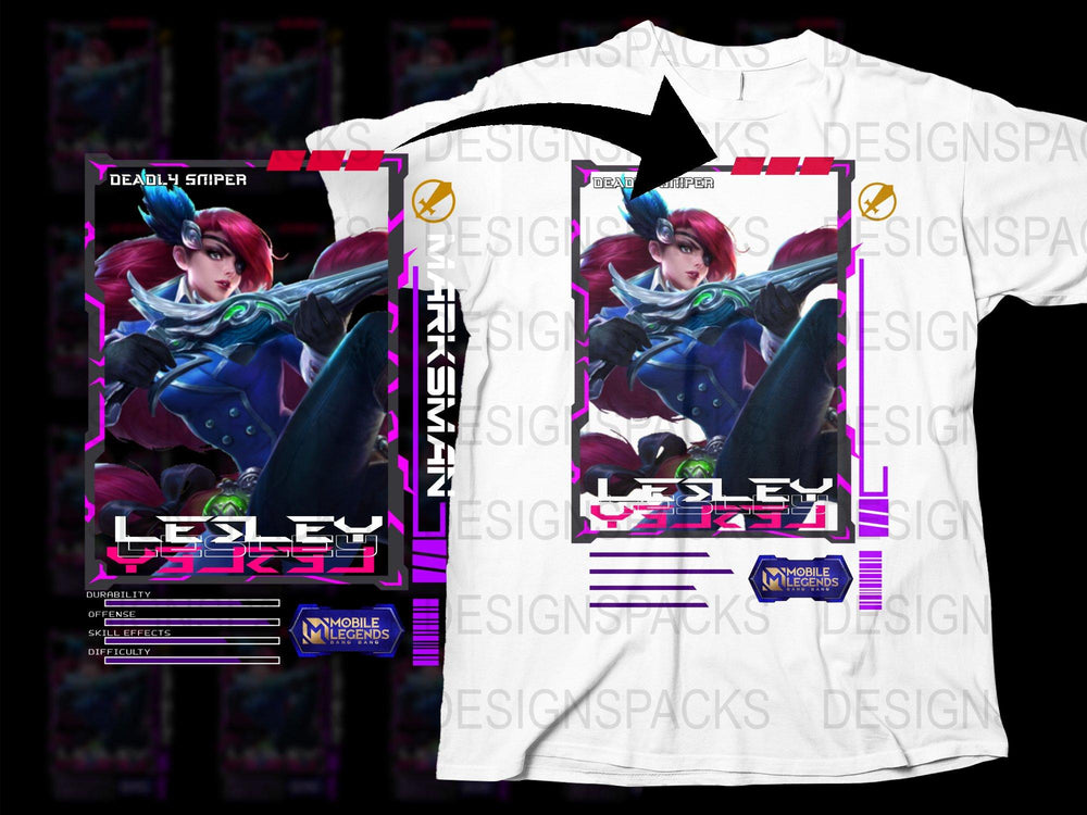 Mobile Legends Lesley Sniper Themed T-shirt, Anime Gaming Graphic Tee, Unisex Print Shirt