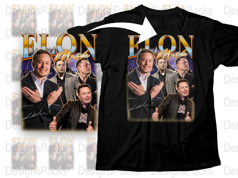 Elon Musk Graphic T-Shirt, Entrepreneur Inspiration, Tech Icon Tee, Multiple Poses, Black Cotton Shirt, Gift for Innovators
