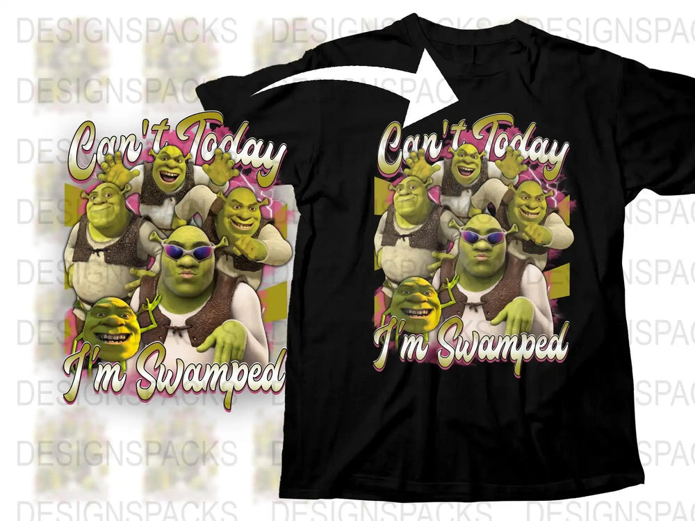 Funny Shrek T-Shirt 'Can't Today, I'm Swamped' Graphic Tee, Humorous Movie Quote, Casual Wear for All Ages, Unisex Fit