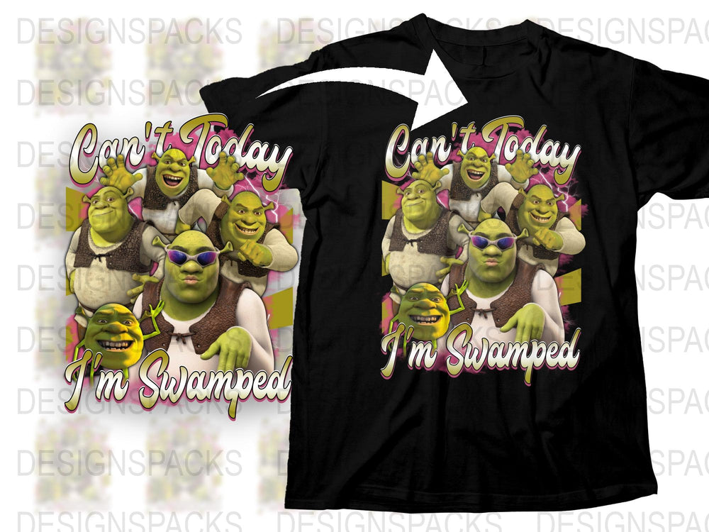 Funny Shrek T-Shirt 'Can't Today, I'm Swamped' Graphic Tee, Humorous Movie Quote, Casual Wear for All Ages, Unisex Fit