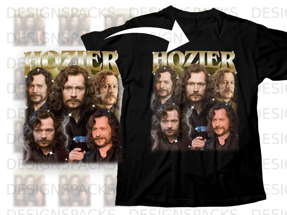 Hozier band t-shirt with a montage of band member photos.