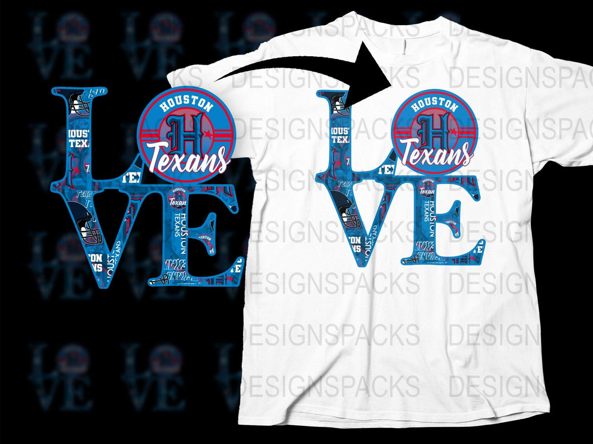 Houston Texans Love T-Shirt, Texas Football Fan Tee, Casual Sports Apparel, Graphic Print Shirt