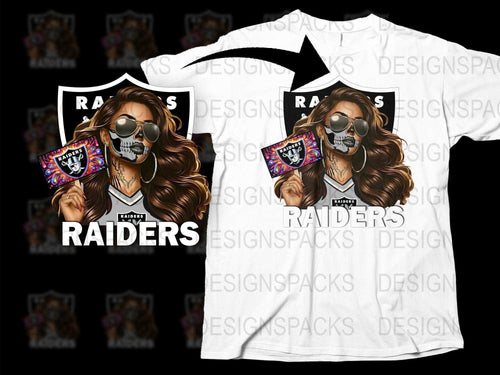Raiders Skull and Cards Graphic T-Shirt, Cool Football Fan Apparel, Stylish Sportswear, Unique Design Tee