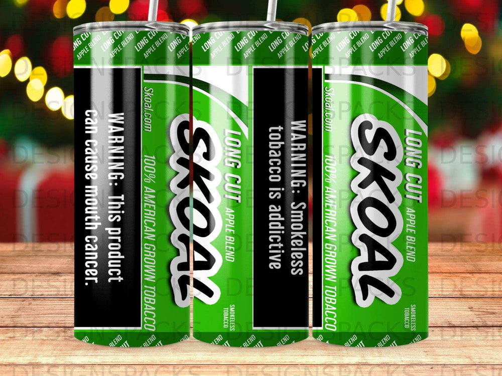 Skoal Long Cut Apple Blend smokeless tobacco cans with warning labels.