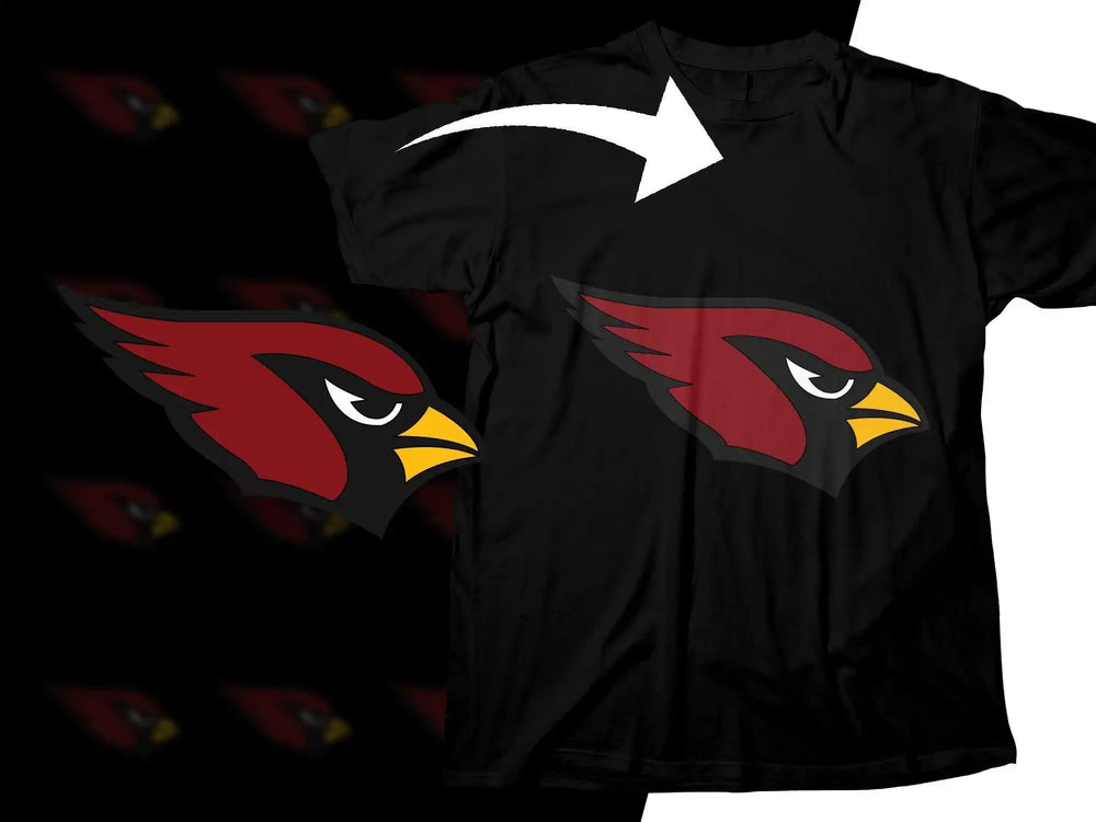 Arizona Cardinals logo on black t-shirt, print-ready design for DTG or DTF