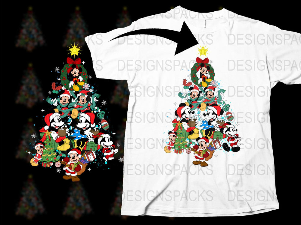 Disney Christmas T-Shirt, Mickey Friends Holiday Graphic Tee, Festive Family Matching Shirts