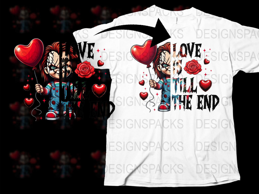 Love Till The End Heart Balloon Graphic Tee, Unisex White T-Shirt, Valentine's Day Gift, Romantic Apparel