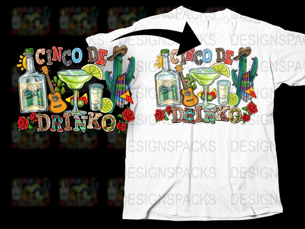Cinco De Drinko T-Shirt, Funny Fiesta Tequila Lime Graphic Tee, Mexican Party Celebration, Adult Humor, Fun Alcohol Related Shirt