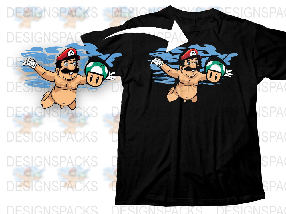 Mario and Luigi Parody Graphic T-Shirt, Funny Video Game Inspired Tee, Unisex Black Cotton Shirt