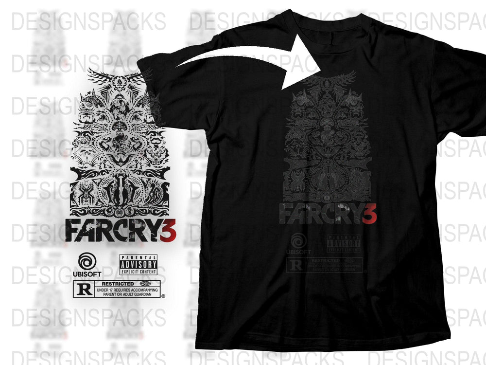 Far Cry 3 T-Shirt, Video Game Merchandise, Ubisoft Graphic Tee, Black Cotton Shirt, Men's Gaming Apparel, Collector's Item