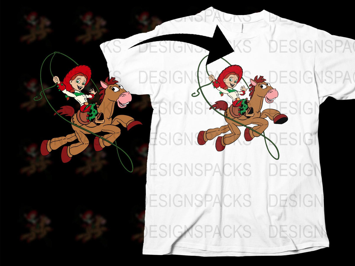 Kids Christmas T-Shirt, Cowboy Riding Reindeer Graphic Tee, Festive Holiday Apparel for Children