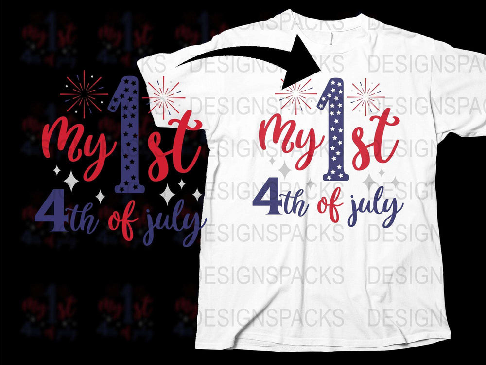 Baby's First 4th of July T-Shirt, Patriotic Infant Graphic Tee, Cute July Fourth Outfit for Newborns and Toddlers