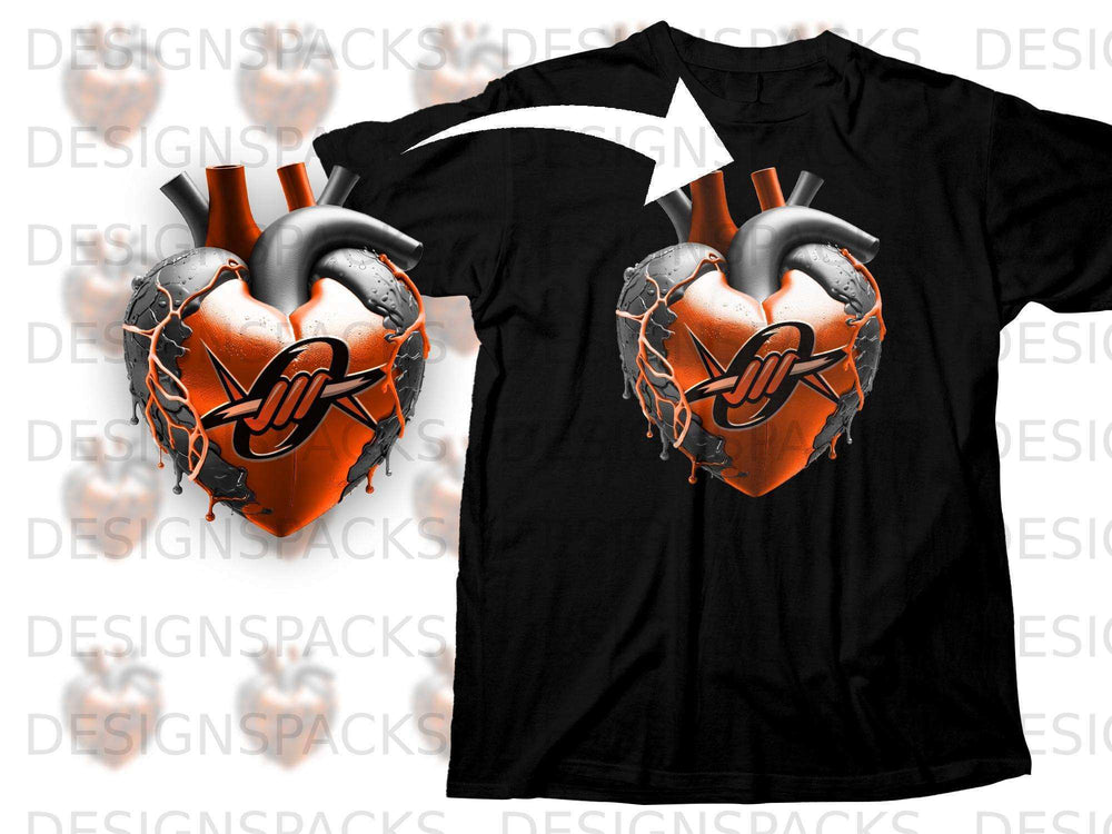 Unique Heart Design with Rivets T-Shirt