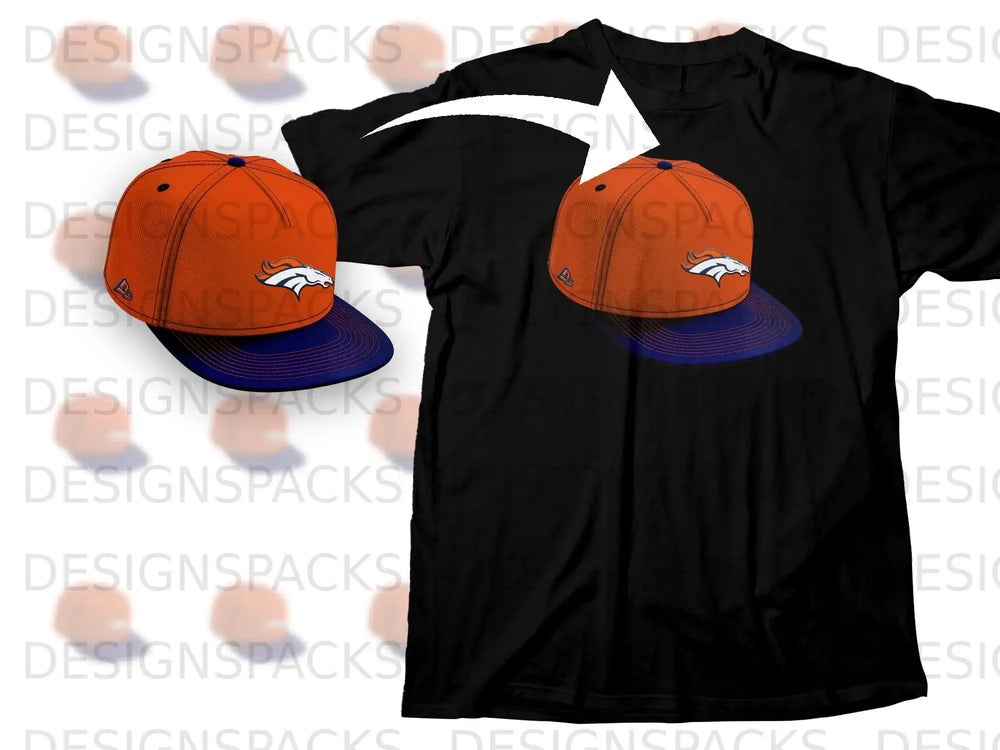 Denver Broncos Logo Orange Cap Graphic Tee Shirt