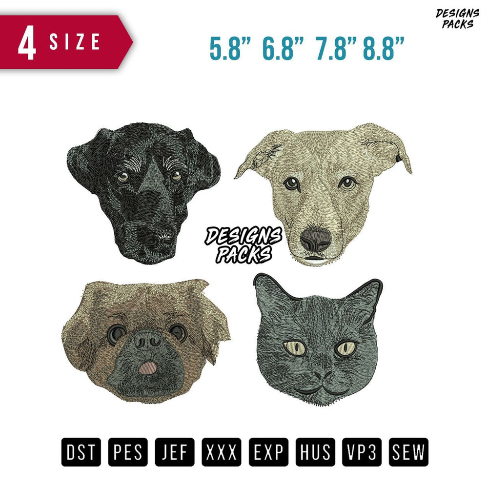 4 Dog Face B Embroidery Design