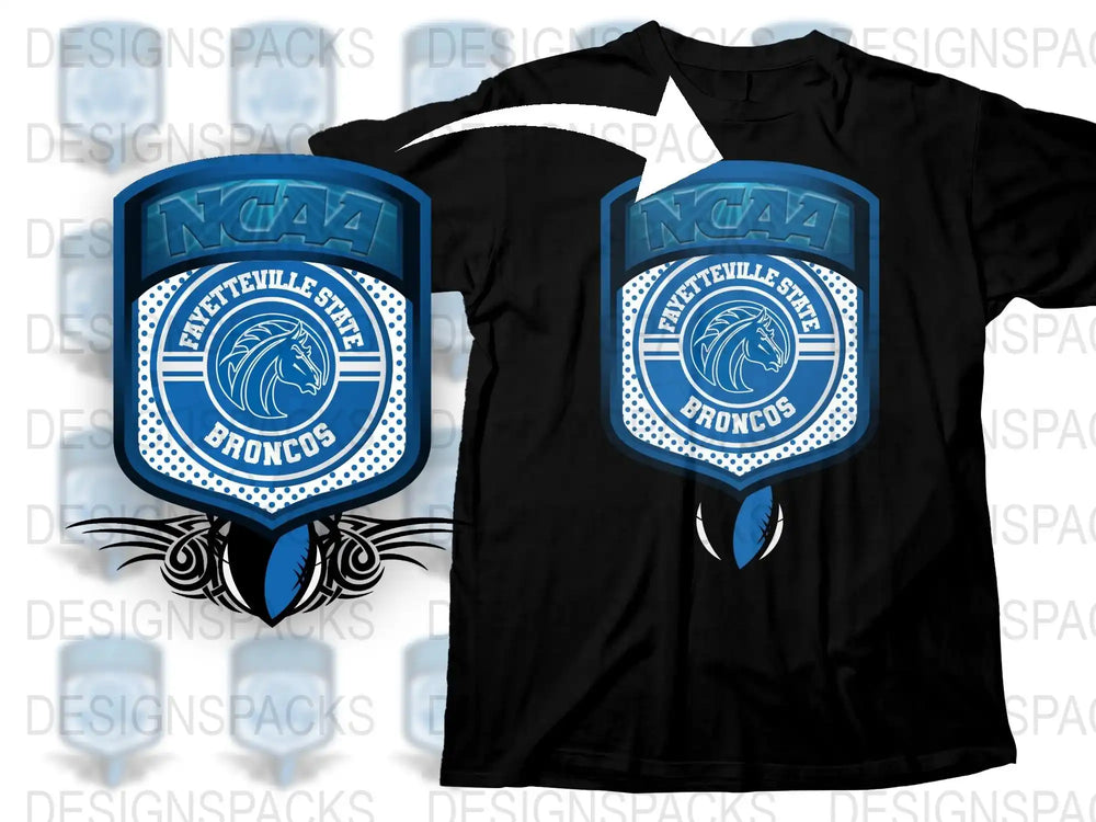 NCAA Fayetteville State Broncos T-Shirt, Blue and Black Sports Tee, Collegiate Athletic Wear