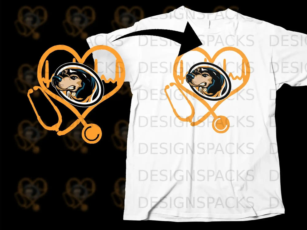 Dog Heartbeat Stethoscope Graphic T-Shirt for Animal Lovers