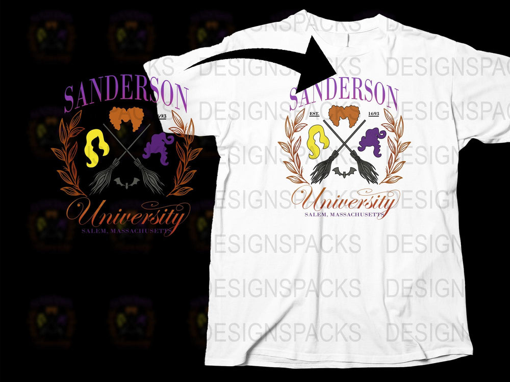Sanderson University T-Shirt Salem Massachusetts Witch Themed Graphic Tee
