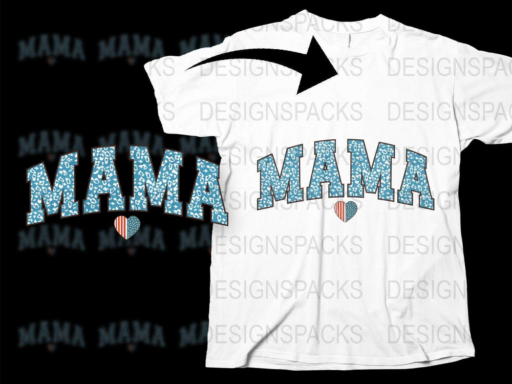 Mama Heart Print T-Shirt, Floral Pattern Mom Tee, Stylish Mother's Day Gift, Casual Wear Cotton Top