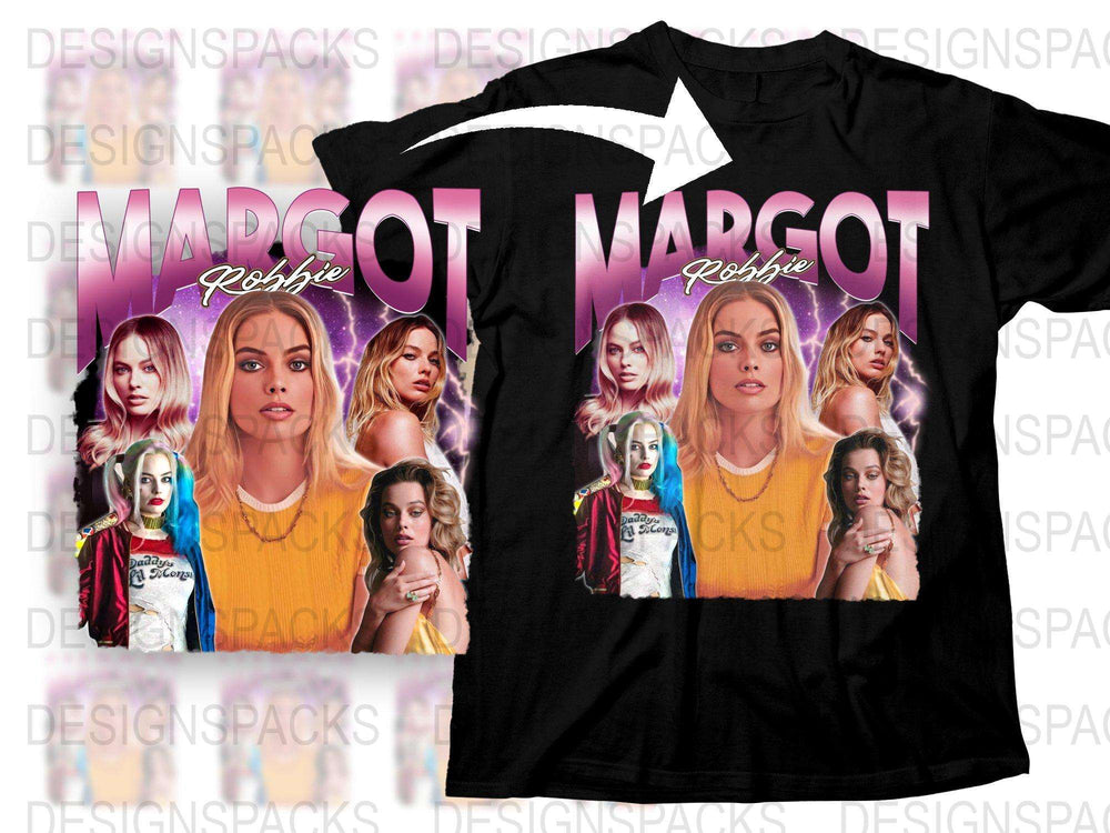 Margot Robbie Inspired Graphic T-Shirt, Colorful Pop Art Style, Fashion Tee, Celebrity Design Top
