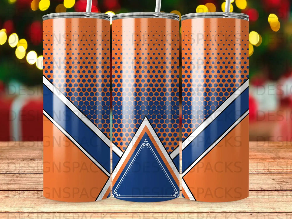 Orange Blue Halftone Dots Geometric Stripes Triangle product type
