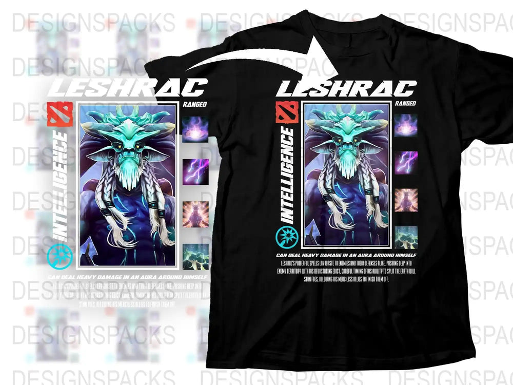 Leshrac Ranger Fantasy Character T-Shirt, Cool Dragon Graphic Tee, Gamer Apparel, Unique Gift Idea